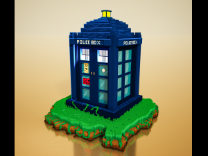 doctor who police box tardis voxel design Model 3D