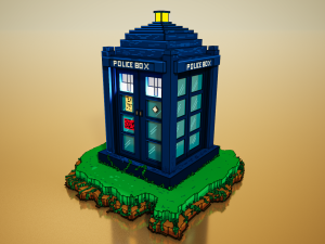 doctor who police box tardis voxel design Model 3D