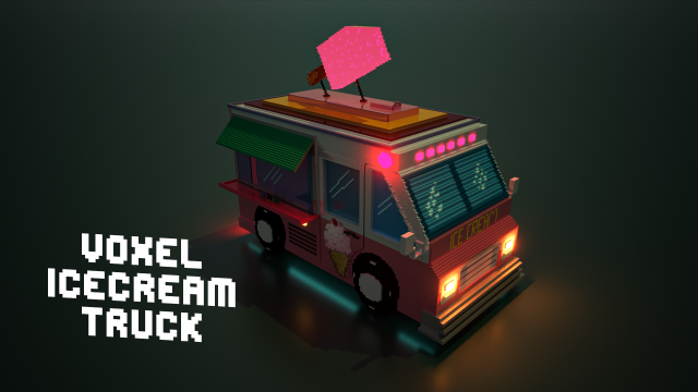 voxel ice cream truck model Model 3D .c4d .max .obj .3ds .fbx .stl .blend 