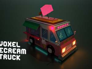 voxel ice cream truck model 3D Model