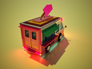 voxel ice cream truck model Model 3D