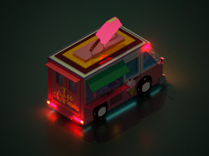 voxel ice cream truck model Model 3D