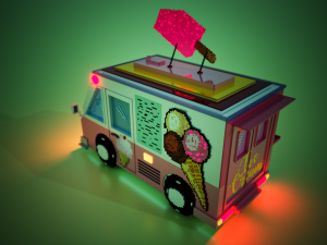 voxel ice cream truck model Model 3D