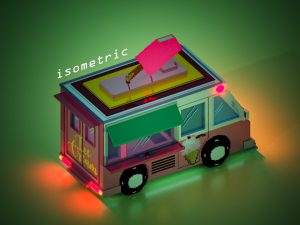 voxel ice cream truck model Model 3D