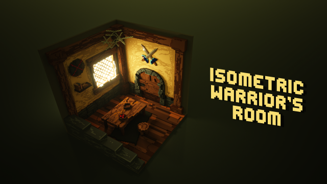 voxel 3d render of isometric warriors room 3Dモデル .c4d .max .obj .3ds .fbx .stl .blend 