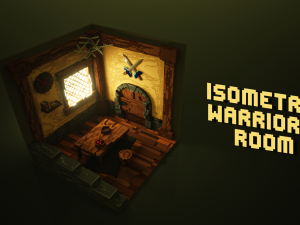 voxel 3d render of isometric warriors room 3D Model