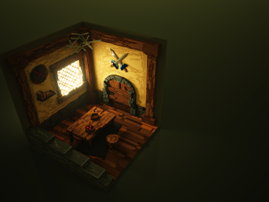 voxel 3d render of isometric warriors room 3Dモデル