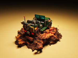 3d military jeep in mud voxel art 3D Model
