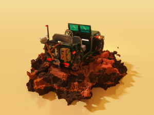 3d military jeep in mud voxel art 3D Model