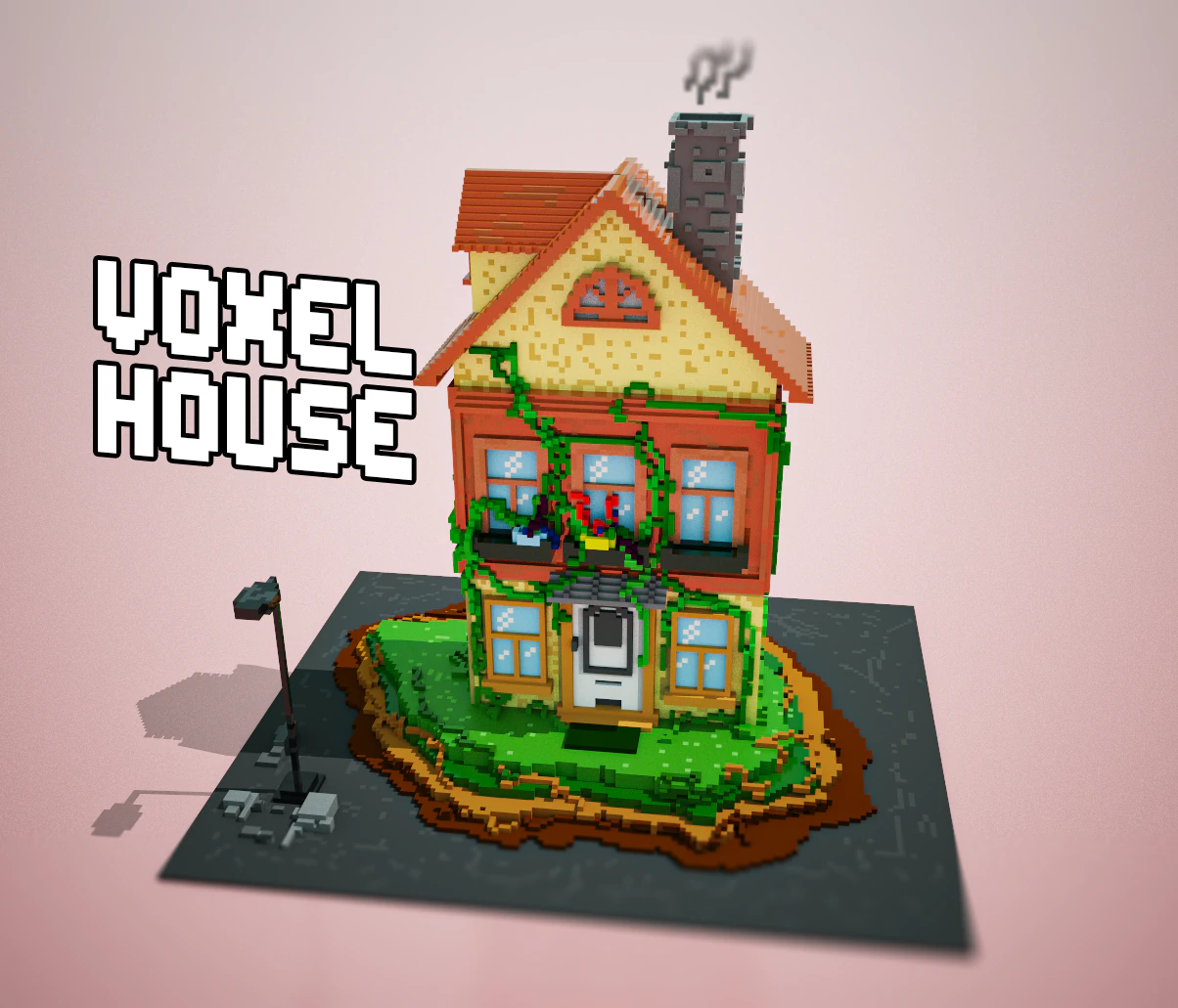 3d voxel cartoon house 3D Model .c4d .max .obj .3ds .fbx .stl .blend