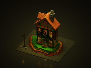 3d voxel cartoon house 3D Model