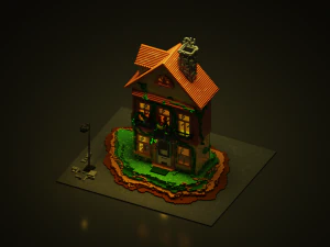 3d voxel cartoon house 3D Model