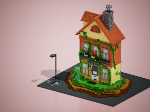 3d voxel cartoon house 3D Model