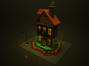 3d voxel cartoon house 3D Model