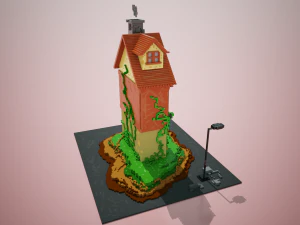 3d voxel cartoon house 3D Model