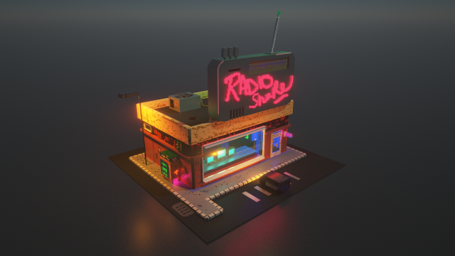 3d voxel model of a retro radio station Modelo 3D .c4d .max .obj .3ds .fbx .stl .blend 
