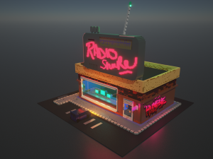 3d voxel model of a retro radio station Modelo 3D