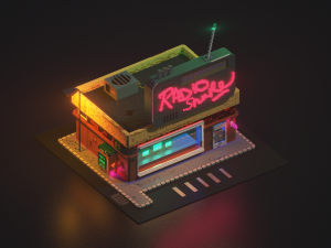 3d voxel model of a retro radio station Modelo 3D