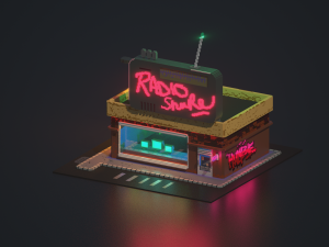 3d voxel model of a retro radio station Modelo 3D