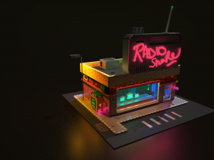 3d voxel model of a retro radio station Modelo 3D