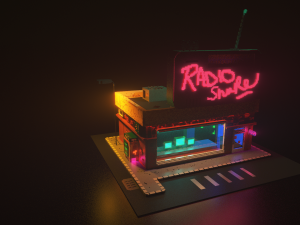 3d voxel model of a retro radio station Modelo 3D