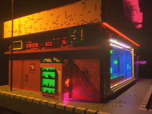 3d voxel model of a retro radio station Modelo 3D