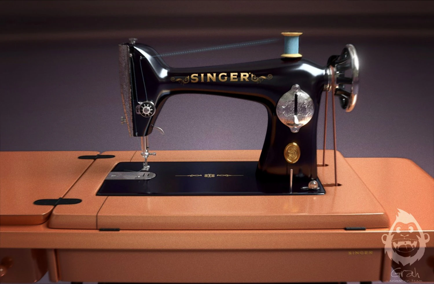retro sawing machine singger 3D Model .c4d .max .obj .3ds .fbx .stl .blend 