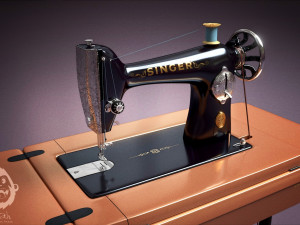retro sawing machine singger 3D 模型