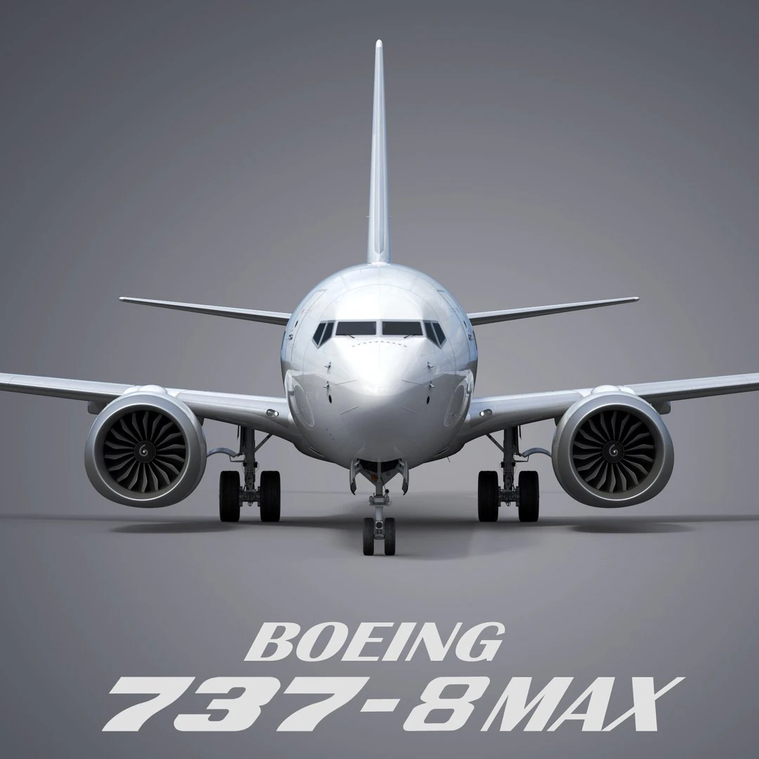 Boeing 737-8 MAX Generic White 3D Model .c4d .max .obj .3ds .fbx .stl .blend 