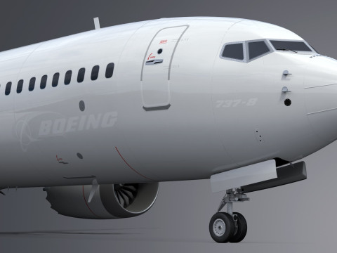 Boeing 737-8 MAX Generic White 3D Model