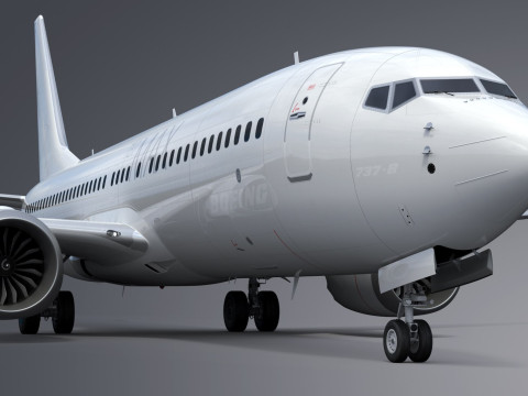 Boeing 737-8 MAX Generic White 3D Model