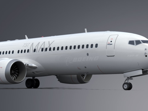 Boeing 737-8 MAX Generic White 3D Model