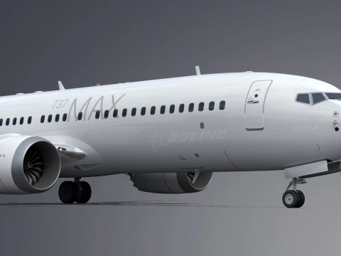 Boeing 737-8 MAX Generic White 3D Model