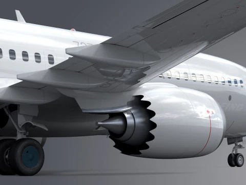 Boeing 737-8 MAX Generic White 3D Model