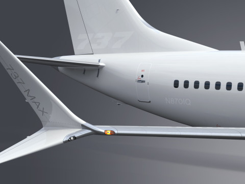 Boeing 737-8 MAX Generic White 3D Model