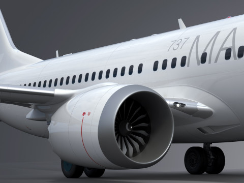 Boeing 737-8 MAX Generic White 3D Model