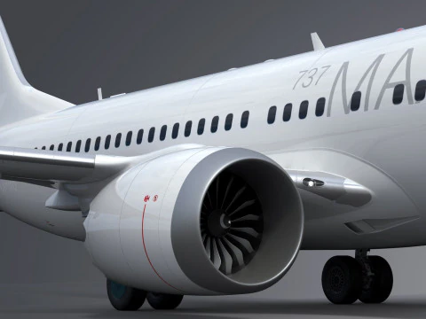 Boeing 737-8 MAX Generic White 3D Model