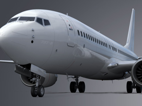 Boeing 737-8 MAX Generic White 3D Model