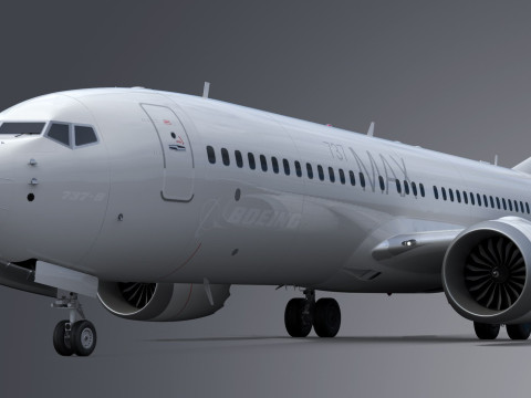 Boeing 737-8 MAX Generic White 3D Model