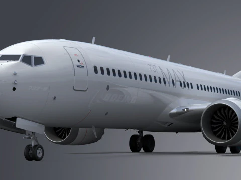 Boeing 737-8 MAX Generic White 3D Model