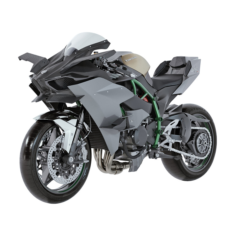 Kawasaki Ninja H2R 2023 3Dモデル .c4d .max .obj .3ds .fbx .stl .blend 