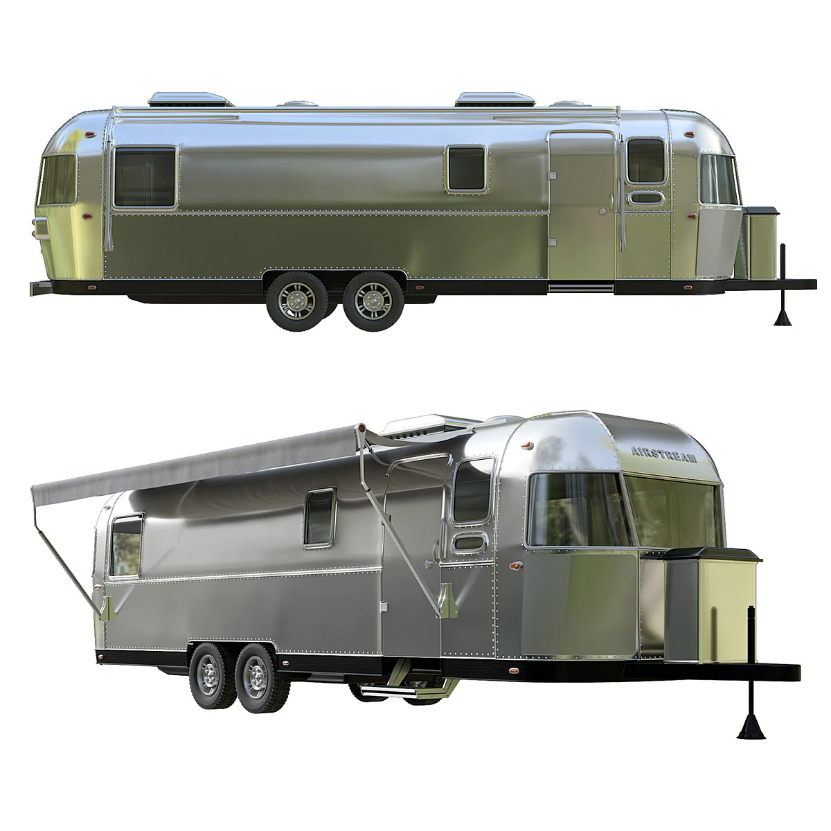 Airstream Travel Trailer 3D Model .c4d .max .obj .3ds .fbx .stl .blend 