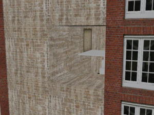 आंतरिक प्रवेश द्वार वाला बहुमंजिला घर 3D मॉडल