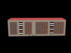 आंतरिक प्रवेश द्वार वाला बहुमंजिला घर 3D मॉडल