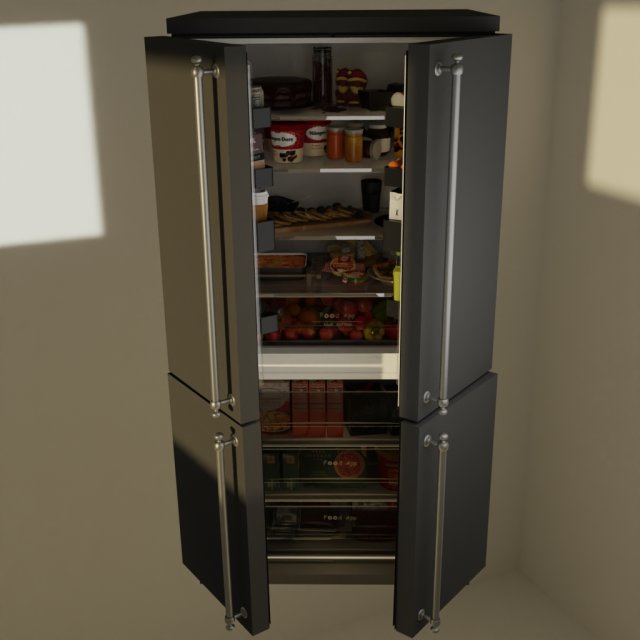 fridge with products animation Modelo 3D .c4d .max .obj .3ds .fbx .stl .blend 