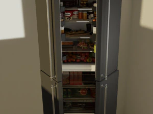 geladeira com animação de produtos Modelo 3D