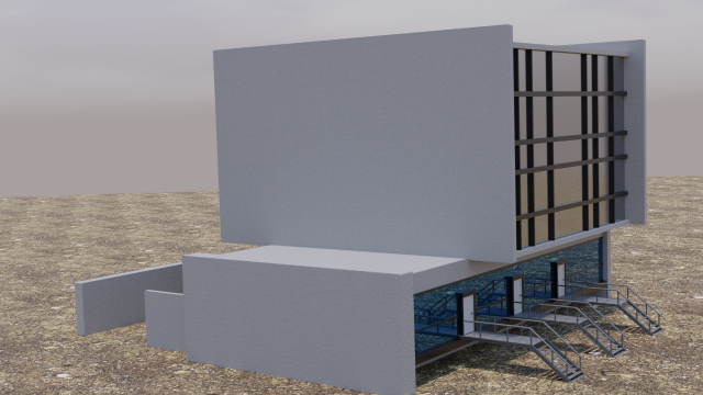old 80s styled building 3D Model .c4d .max .obj .3ds .fbx .stl .blend 