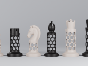 3d chess set pieces Modèles 3D en vedette