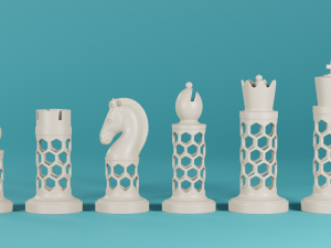 3d chess set pieces Modèles 3D en vedette