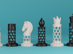 3d chess set pieces Modèles 3D en vedette